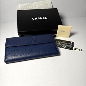 CHANEL Dark Blue Leather Wallet NWT